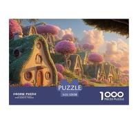 Cute Houses on A Beach Road 1000 Piece Papel Premium Rompecabezas Fairy Tale Meadow Desafiante Jigsaw Decoración Adultos 52x38cm/1000pcs