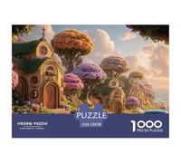 Cute Houses on A Beach Road 1000 Piece Papel Premium Rompecabezas Mountain Landscape Meditativo Jigsaw Regalo Niños 52x38cm/1000pcs