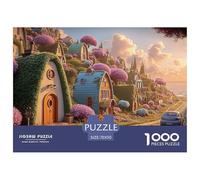 Cute Houses on A Beach Road 1000 Piezas Corte Preciso Rompecabezas Fairy Tale Meadow Vibrante Jigsaw Regalo Niños 70x50cm/1000pcs