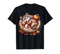 Cute Husky Fall Decor Autumn Vibes For Cozy Season Husky Mom Camiseta