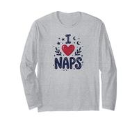 Cute I Heart Naps Design for Moms, Sleepy Girl Funny Mom Manga Larga