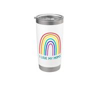 Cute "I Love My Moms" Rainbow Family Two Mothers 2 Mommies Vaso térmico de acero inoxidable de doble pared