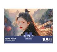 Cute Idol Long Hair Flowing in The Wind 1000 Pcs Ökopapier Puzzle Elegant Girl Stressabbau Familienspiel Puzzles Als Geburtstagsgeschenke 38x26cm/1000pcs