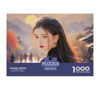Cute Idol Long Hair Flowing in The Wind 1000 Pcs Premium-Karton Puzzle Beautiful Woman Lebendige Bilder Familienspiel Puzzles Für Erwachsene Und Kinder 70x50cm/1000pcs