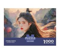 Cute Idol Long Hair Flowing in The Wind 1000 Pcs Premium-Karton Puzzle Elegant Girl Stressabbau Familienspiel Puzzles Als Wohnaccessoires 52x38cm/1000pcs