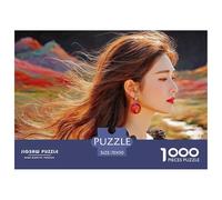 Cute Idol Long Hair Flowing in The Wind 1000 Pcs Stabiler Karton Puzzle Charming Lady Lebendige Bilder Kreatives Spiel Puzzles Als Geburtstagsgeschenke 70x50cm/1000pcs