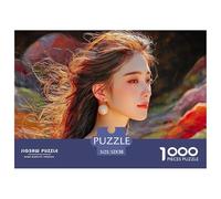 Cute Idol Long Hair Flowing in The Wind 1000 Pcs Stabiler Karton Puzzle Red-Haired Fantasy Woman Stressabbau Kreatives Spiel Puzzles Als Geburtstagsgeschenke 52x38cm/1000pcs