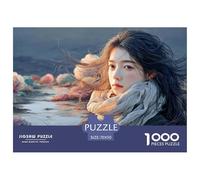 Cute Idol Long Hair Flowing in The Wind 1000 Stück Premium-Karton Puzzle Beautiful Woman Stressabbau Kreatives Spiel Puzzles Für Erwachsene Und Kinder 70x50cm/1000pcs