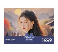 Cute Idol Long Hair Flowing in The Wind 1000 Stück Stabiler Karton Puzzle Beautiful Woman Lebendige Bilder Kreatives Spiel Puzzles Als Geburtstagsgeschenke 52x38cm/1000pcs