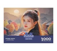 Cute Idol Long Hair Flowing in The Wind 1000 Stück Stabiler Karton Puzzle Beautiful Woman Stressabbau Kreatives Spiel Puzzles Als Wohnaccessoires 70x50cm/1000pcs