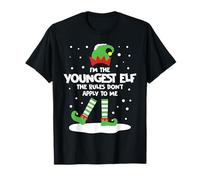 Cute I'm The Youngest Elf Rules Don't Apply To Me Fiesta de Navidad Camiseta