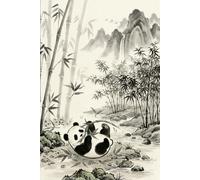 Cute Ink Wash Panda Composition Notebook: 120 College Ruled Pages, 6x9 inches, Panda & Misty Landscape Design Journal for School, Office & Gifts