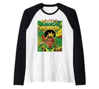 Cute Jamaican Princess Caribbean Afro Girl Cown Camiseta Manga Raglan