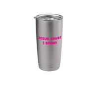 Cute Jesus Save, Yo gasto, Financiero, Compras, Cristiano Vaso térmico de acero inoxidable de doble pared