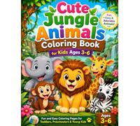 Cute Jungle Animals Coloring Book for Kids Ages 3-6