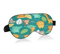 Cute Jungle Animals Sleep Mask Lightweight Soft Breathable Eye Mask with Adjustable Strap Blackout Eye Mask for Women Men for Travel Night Sleeping