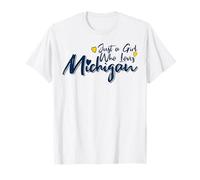 Cute Just A Girl Who Loves Michigan, Women's Girls Fun Camiseta