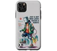 Cute Just Boy Who Loves Soccer & Robots Anime Game Robótica Carcasa para iPhone 11 Pro MAX