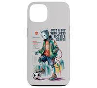 Cute Just Boy Who Loves Soccer & Robots Anime Game Robótica Carcasa para iPhone 13