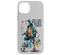 Cute Just Boy Who Loves Soccer & Robots Anime Game Robótica Carcasa para iPhone 14 Plus