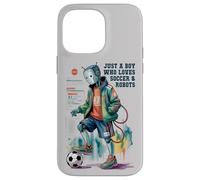 Cute Just Boy Who Loves Soccer & Robots Anime Game Robótica Carcasa para iPhone 14 Pro MAX