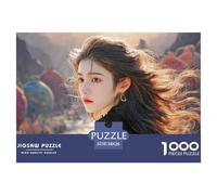 Cute K-Pop_Idol Hair Flowing in The Wind 1000 Stück Ökopapier Puzzle Charming Woman Lebendige Bilder Familienspiel Puzzles Als Wohnaccessoires 38x26cm/1000pcs