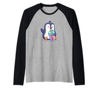 Cute Kawai Kids Boba Tea Bubble Tea Penguin Lover Camiseta Manga Raglan