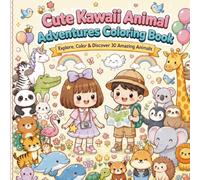 Cute Kawaii Animal Adventures Coloring Book for Kids: Meet, Color & Smile with 30 Adorable Animal Friends (Cute Kawaii Adventures)