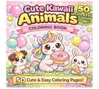 Cute Kawaii Animals Coloring Book for Kids Ages 4-8 50 Cute & Easy Coloring Pages | Fun & Relaxing Activity Book for Girls & Boys: Big, Simple Designs ... | Single-Sided Pages | Stress-Free Coloring