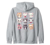 Cute Kawaii Animals Set Chibi Anime Multiple Pet Lover Sudadera con Capucha