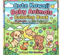 Cute Kawaii Baby Animals Coloring Book: 40 Adorable and Easy Designs for Relaxation, Stress Relief, and Creative Fun