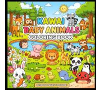Cute Kawaii Baby Animals Coloring Book Adorable Puppies, Kittens, Jungle Cubs & Ocean Friends for Kids Ages 4-8: Fun, Easy & Relaxing Animal Coloring Pages for Boys and Girls