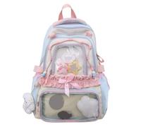 Cute Kawaii Backpack for Girls - Pin Display Backpack Large Capacity Soft Stylish Rucksack with Compartments Cute Lightweight Backpacks Commute Studying Pouch for Men and Women