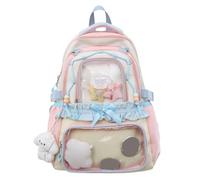 Cute Kawaii Backpack for Girls - Pin Display Backpack Large Capacity Soft Stylish Rucksack with Compartments Cute Lightweight Backpacks Commute Studying Pouch for Men and Women