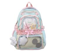 Cute Kawaii Backpack for Girls - Pin Display Backpack Large Capacity Soft Stylish Rucksack with Compartments Cute Lightweight Backpacks Commute Studying Pouch for Men and Women
