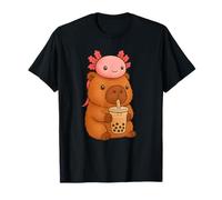 Cute Kawaii Bubble Tea Axolotl Capybara Camiseta