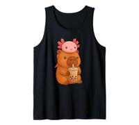 Cute Kawaii Bubble Tea Axolotl Capybara Camiseta sin Mangas