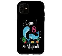 Cute Kawaii Cartoon Girls I Am 8 & Magical Narwhal Birthday Carcasa para iPhone 11