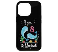 Cute Kawaii Cartoon Girls I Am 8 & Magical Narwhal Birthday Carcasa para iPhone 13 Pro