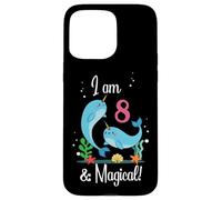 Cute Kawaii Cartoon Girls I Am 8 & Magical Narwhal Birthday Carcasa para iPhone 15 Pro Max