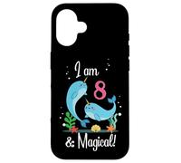Cute Kawaii Cartoon Girls I Am 8 & Magical Narwhal Birthday Carcasa para iPhone 16