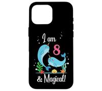 Cute Kawaii Cartoon Girls I Am 8 & Magical Narwhal Birthday Carcasa para iPhone 16 Pro Max