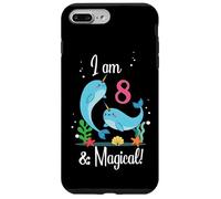 Cute Kawaii Cartoon Girls I Am 8 & Magical Narwhal Birthday Carcasa para iPhone 7 Plus/8 Plus