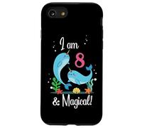 Cute Kawaii Cartoon Girls I Am 8 & Magical Narwhal Birthday Carcasa para iPhone SE (2020) / 7 / 8