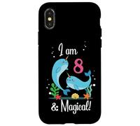 Cute Kawaii Cartoon Girls I Am 8 & Magical Narwhal Birthday Carcasa para iPhone X/XS