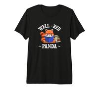 Cute Kawaii Cartoon Kids Reading Books Well Red Panda Lover Camiseta Premium