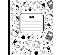 Cute Kawaii Cat Composition Notebook: Black & White School Notebook | College Ruled | 120 Pages | Soft Cover Journal for Students, Teens & Kids