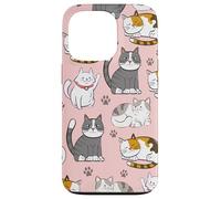 Cute Kawaii Cat Lovers Pattern Kitten Mom Carcasa para iPhone 13 Pro