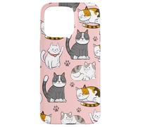 Cute Kawaii Cat Lovers Pattern Kitten Mom Carcasa para iPhone 15 Pro MAX