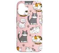 Cute Kawaii Cat Lovers Pattern Kitten Mom Carcasa para iPhone 16
